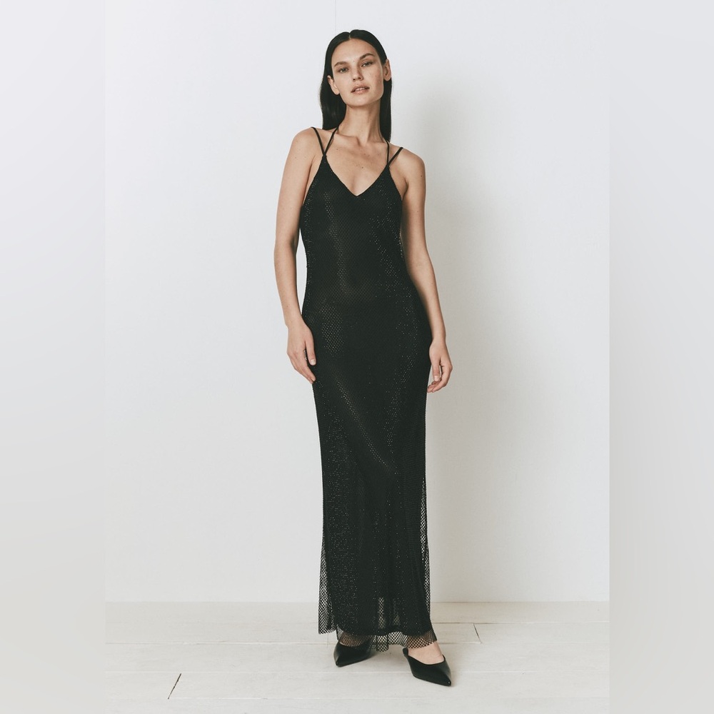 Rue Sophie Beaded Black Maxi Dress